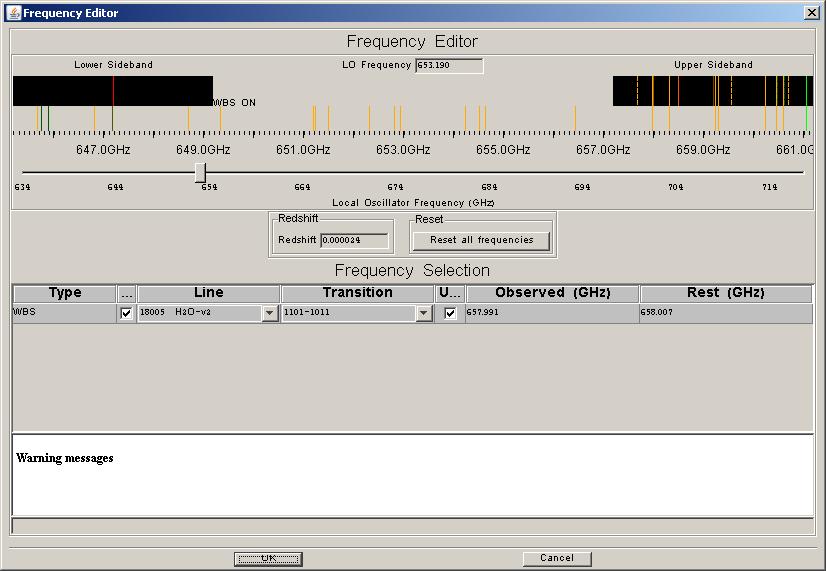 Frequency editor initial setup on water line.