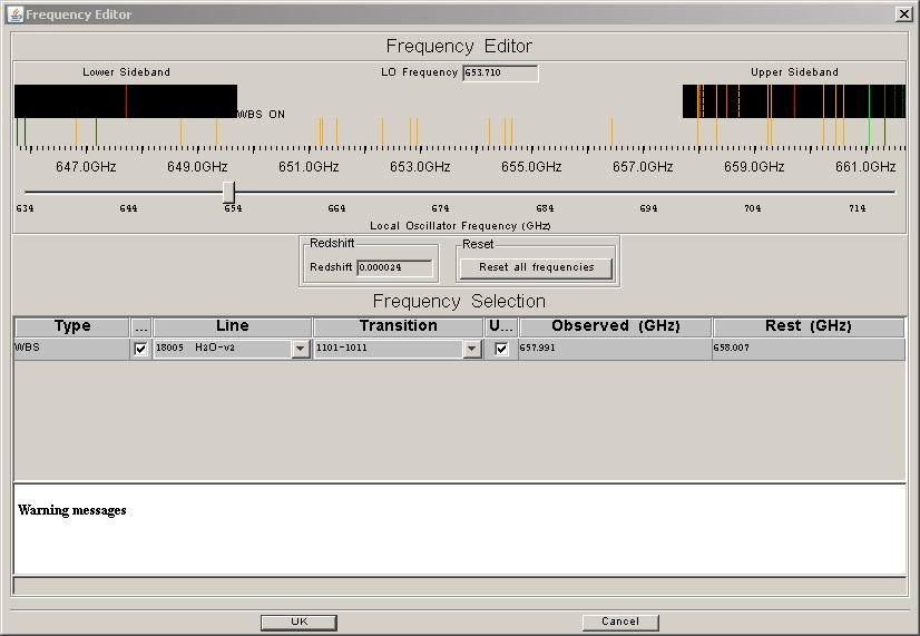 Final setup of the frequency editor.
