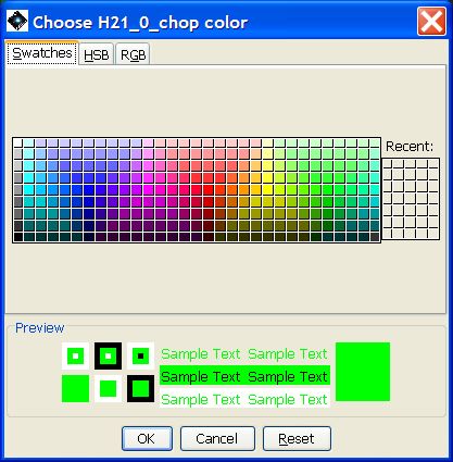 The dialogue panel to change the display colour of the selected HIFI channel.