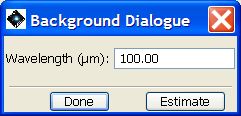 The HSpot "Background Estimate" dialogue. The user enters the desired wavelength and then a date for the observation and HSpot calculates the estimate for the given date and time at the specifed wavelength.