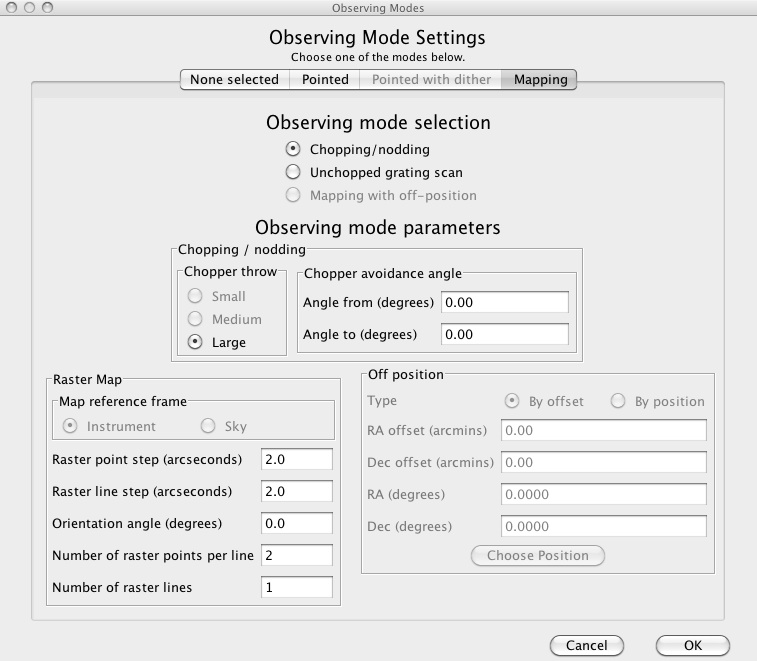 Options for the Mapping observing mode